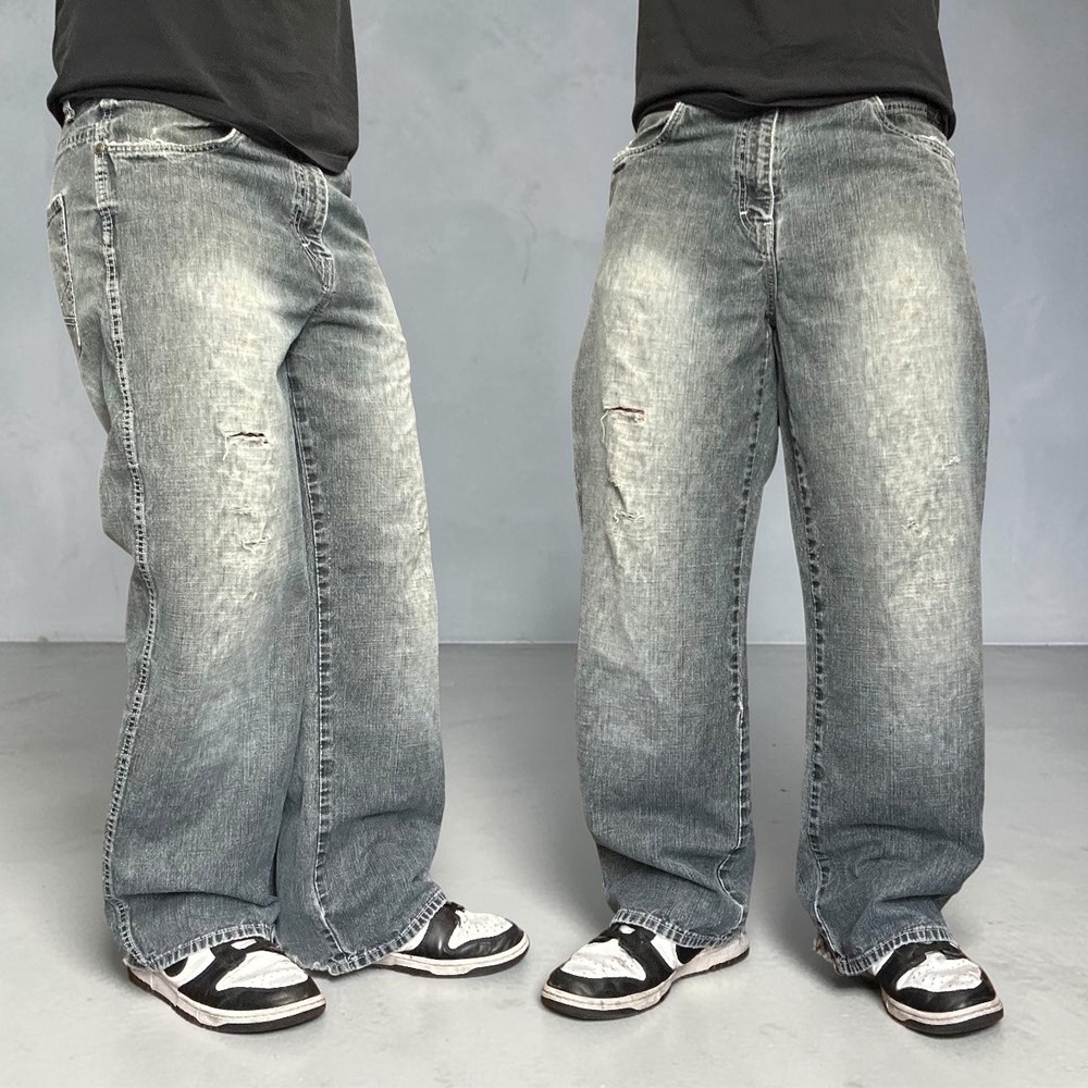 Reverb Baggy Skater Jeans Gray Faded Black Y2K Grunge 34/30
